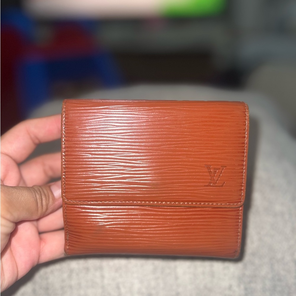 Louis Vuitton Elise Epi Trifold Cognac Brown Leather Compact Wallet